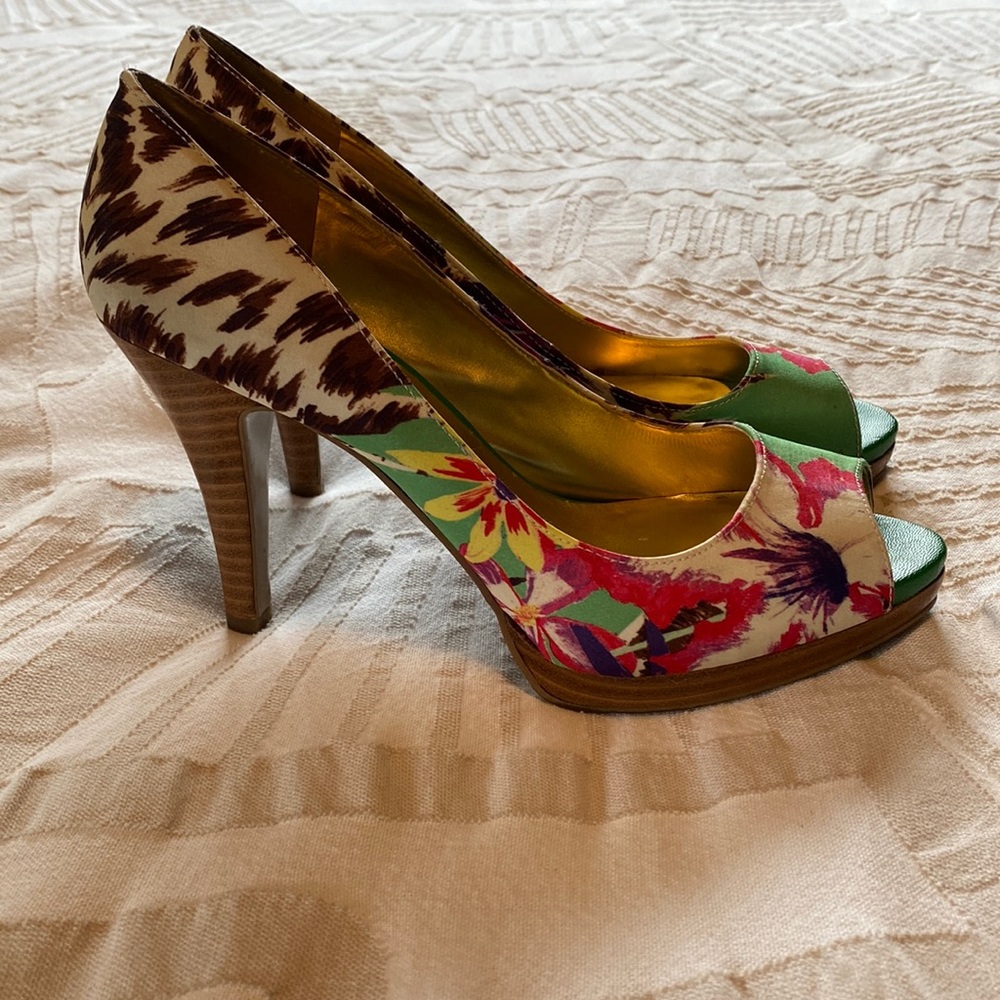 Tropical and cheetah print heels
